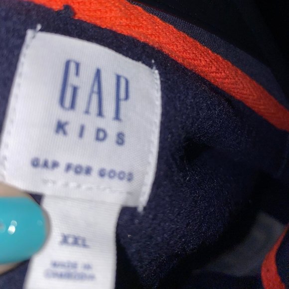 GAP Unisex Sportswear Full-Zip Up Logo Hoodie - Navy Blue, Orange Word Block - Picture 4 of 4